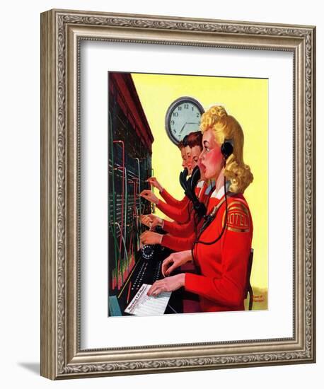 "Hotel Switchboard Operators," June 21, 1941-Albert W. Hampson-Framed Giclee Print