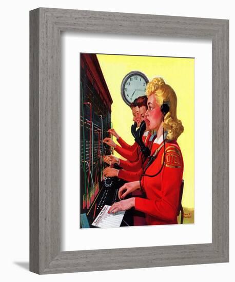 "Hotel Switchboard Operators," June 21, 1941-Albert W. Hampson-Framed Giclee Print