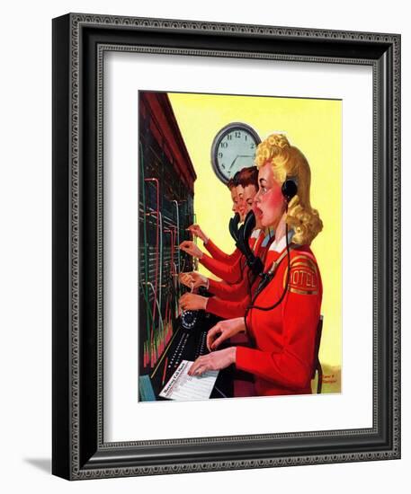 "Hotel Switchboard Operators," June 21, 1941-Albert W. Hampson-Framed Giclee Print