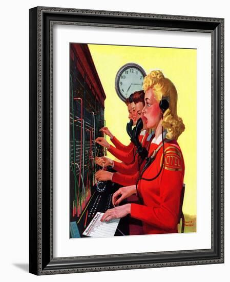 "Hotel Switchboard Operators," June 21, 1941-Albert W. Hampson-Framed Giclee Print