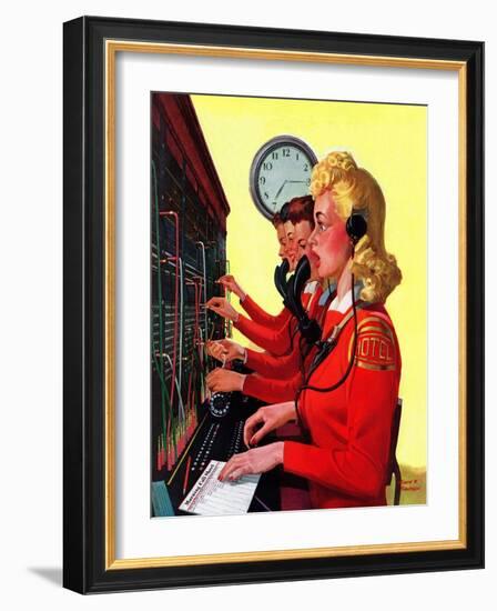 "Hotel Switchboard Operators," June 21, 1941-Albert W. Hampson-Framed Giclee Print