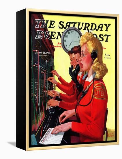 "Hotel Switchboard Operators," Saturday Evening Post Cover, June 21, 1941-Albert W. Hampson-Framed Premier Image Canvas