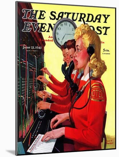 "Hotel Switchboard Operators," Saturday Evening Post Cover, June 21, 1941-Albert W. Hampson-Mounted Giclee Print