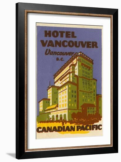 Hotel Vancouver Luggage Label-null-Framed Giclee Print