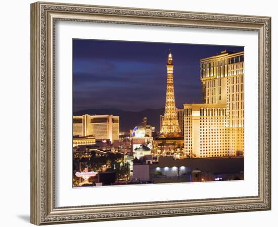 Hotels and Casinos At Night, Las Vegas, Nevada-Dennis Flaherty-Framed Photographic Print