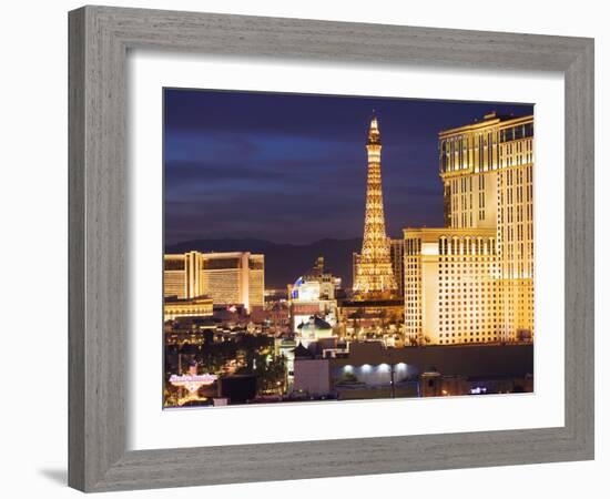 Hotels and Casinos At Night, Las Vegas, Nevada-Dennis Flaherty-Framed Photographic Print