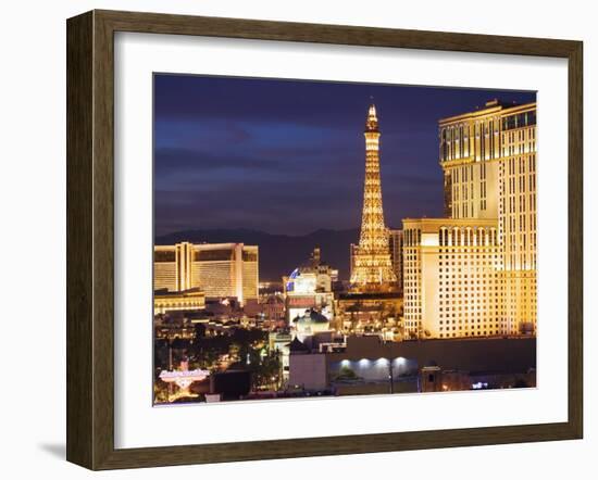 Hotels and Casinos At Night, Las Vegas, Nevada-Dennis Flaherty-Framed Photographic Print