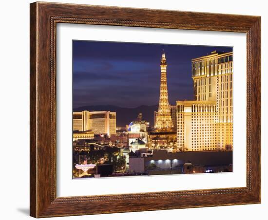 Hotels and Casinos At Night, Las Vegas, Nevada-Dennis Flaherty-Framed Photographic Print