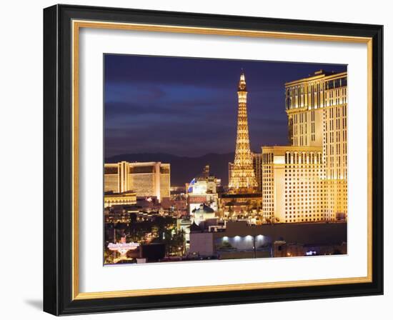 Hotels and Casinos At Night, Las Vegas, Nevada-Dennis Flaherty-Framed Photographic Print