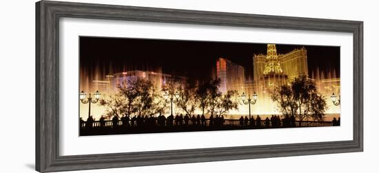 Hotels in a City Lit Up at Night, the Strip, Las Vegas, Nevada, USA-null-Framed Photographic Print