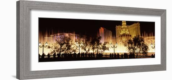 Hotels in a City Lit Up at Night, the Strip, Las Vegas, Nevada, USA-null-Framed Photographic Print