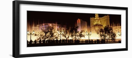Hotels in a City Lit Up at Night, the Strip, Las Vegas, Nevada, USA-null-Framed Photographic Print