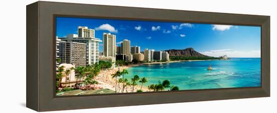 Hotels on the Beach, Waikiki Beach, Oahu, Honolulu, Hawaii, USA-null-Framed Premier Image Canvas