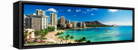 Hotels on the Beach, Waikiki Beach, Oahu, Honolulu, Hawaii, USA-null-Framed Premier Image Canvas