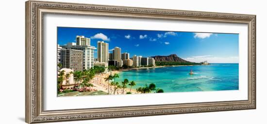 Hotels on the Beach, Waikiki Beach, Oahu, Honolulu, Hawaii, USA-null-Framed Photographic Print
