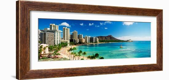 Hotels on the Beach, Waikiki Beach, Oahu, Honolulu, Hawaii, USA-null-Framed Photographic Print