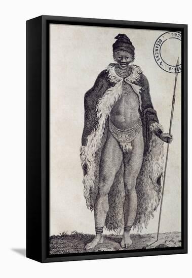 Hottentot Man, Engraving from Travels into Interior of Africa Via Cape of Good Hope-Francois Le Vaillant-Framed Premier Image Canvas