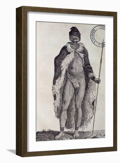 Hottentot Man, Engraving from Travels into Interior of Africa Via Cape of Good Hope-Francois Le Vaillant-Framed Giclee Print