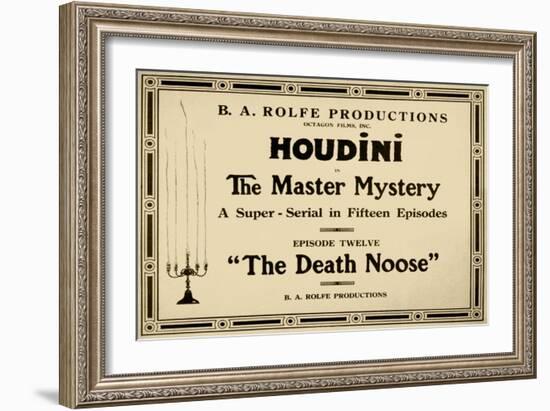 Houdini in the Master Mystery a Super-Serial in Fifteen Episodes-null-Framed Art Print