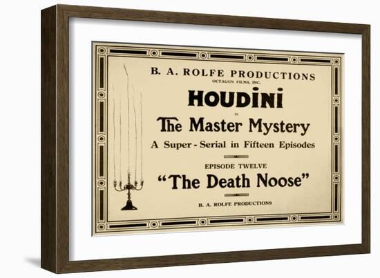 Houdini in the Master Mystery a Super-Serial in Fifteen Episodes-null-Framed Art Print