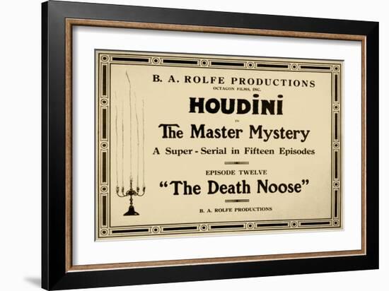 Houdini in the Master Mystery a Super-Serial in Fifteen Episodes-null-Framed Art Print