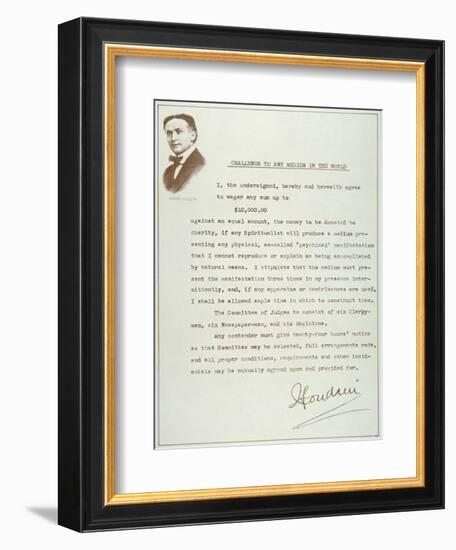 Houdini's Challenge to Any Medium in the World (Print)-null-Framed Giclee Print