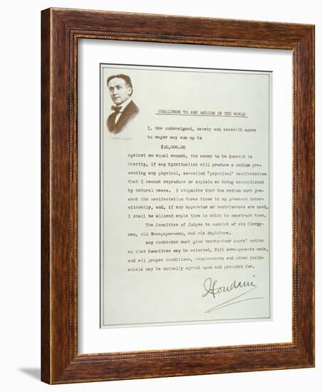 Houdini's Challenge to Any Medium in the World (Print)-null-Framed Giclee Print