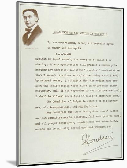 Houdini's Challenge to Any Medium in the World (Print)-null-Mounted Giclee Print