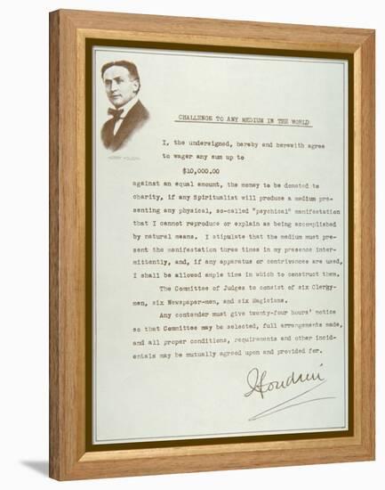 Houdini's Challenge to Any Medium in the World (Print)-null-Framed Premier Image Canvas