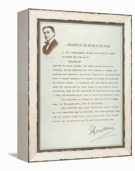 Houdini's Challenge to Any Medium in the World (Print)-null-Framed Premier Image Canvas