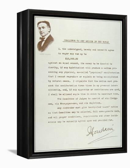 Houdini's Challenge to Any Medium in the World (Print)-null-Framed Premier Image Canvas