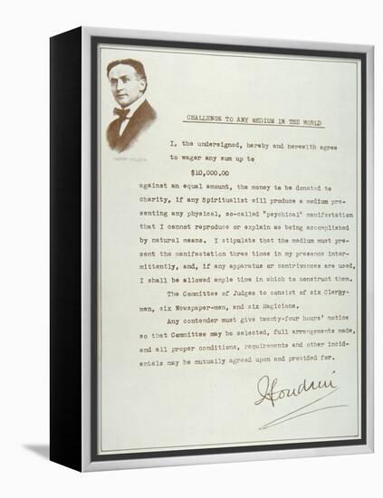 Houdini's Challenge to Any Medium in the World (Print)-null-Framed Premier Image Canvas