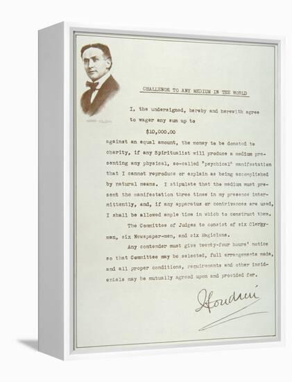 Houdini's Challenge to Any Medium in the World (Print)-null-Framed Premier Image Canvas