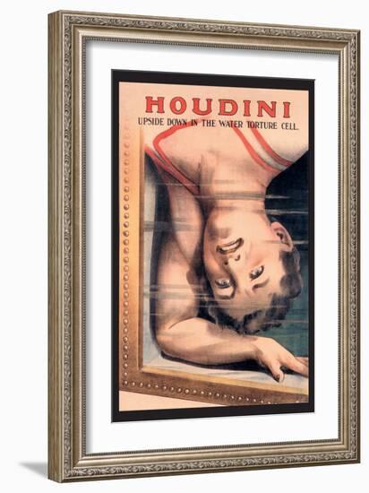 Houdini: Upside Down in the Water Torture Cell-null-Framed Art Print