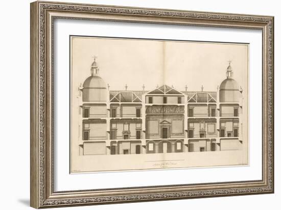 Houghton Hall: Section of the West front, Engraved by Pierre Fourdrinier, 1735-Isaac Ware-Framed Giclee Print
