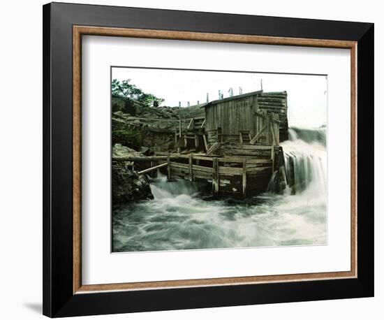 Hougshund (Norway), Hellefos's Waterfall, Installation for Catching Salmons-Leon, Levy et Fils-Framed Photographic Print