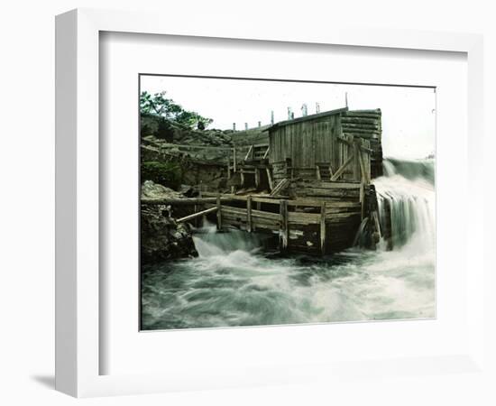 Hougshund (Norway), Hellefos's Waterfall, Installation for Catching Salmons-Leon, Levy et Fils-Framed Photographic Print