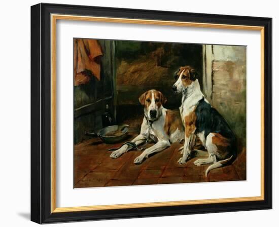 Hounds in a Stable Interior-John Emms-Framed Giclee Print