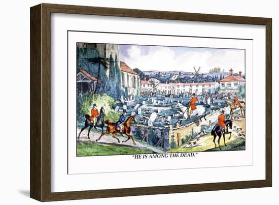 Hounds Lead Hunters Into a Graveyard-Henry Thomas Alken-Framed Art Print