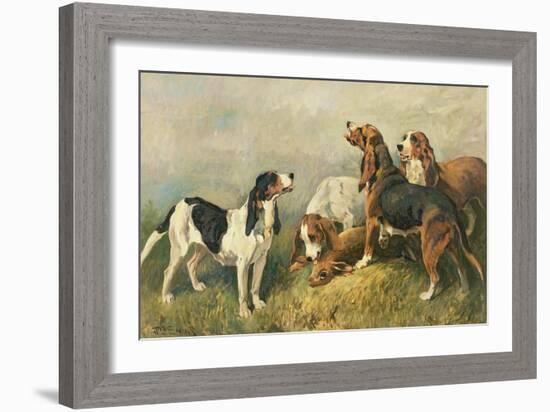 Hounds with a Hare-John Emms-Framed Giclee Print