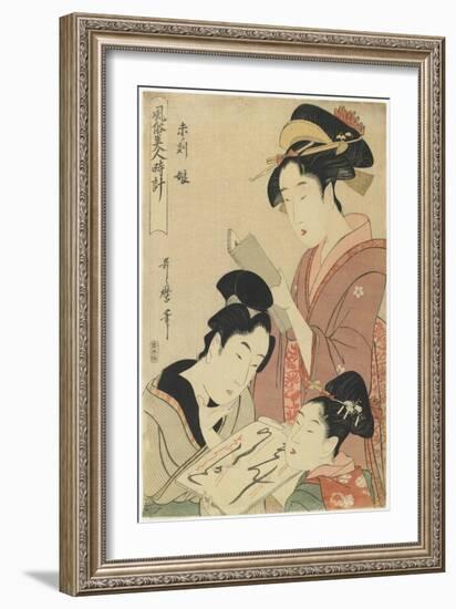 Hour of the Ram, Young Girls, 1798-1799-Kitagawa Utamaro-Framed Giclee Print