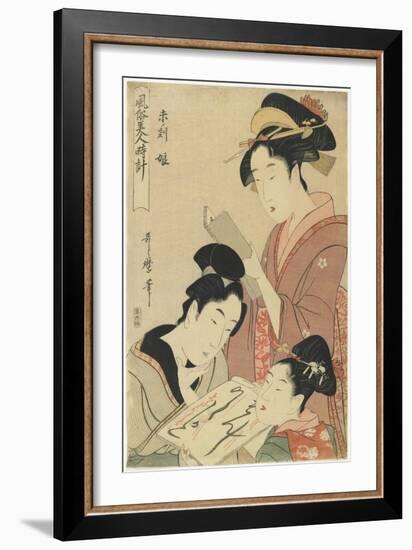 Hour of the Ram, Young Girls, 1798-1799-Kitagawa Utamaro-Framed Giclee Print