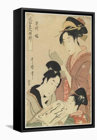 Hour of the Ram, Young Girls, 1798-1799-Kitagawa Utamaro-Framed Premier Image Canvas