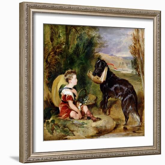 Hours of Innocence: Lord Alexander Russell Son of the 6th Duke of Bedford with His Dog-Edwin Henry Landseer-Framed Giclee Print