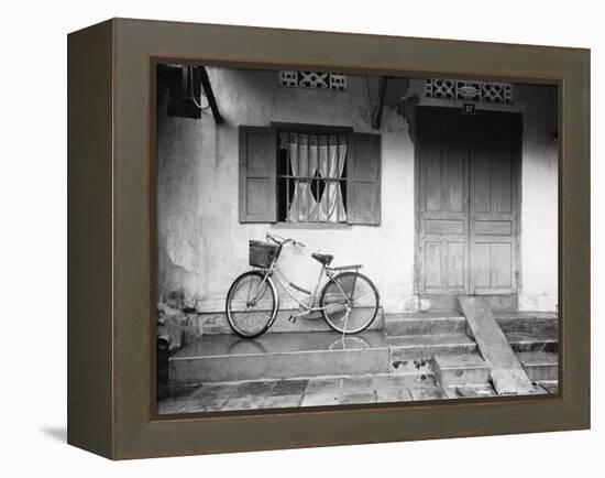 House and Bicycle, Hanoi, Vietnam-Walter Bibikow-Framed Premier Image Canvas