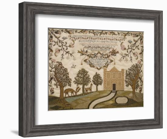 House and Deer Sampler, c.1785-null-Framed Giclee Print