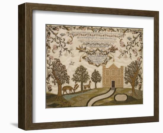 House and Deer Sampler, c.1785-null-Framed Giclee Print