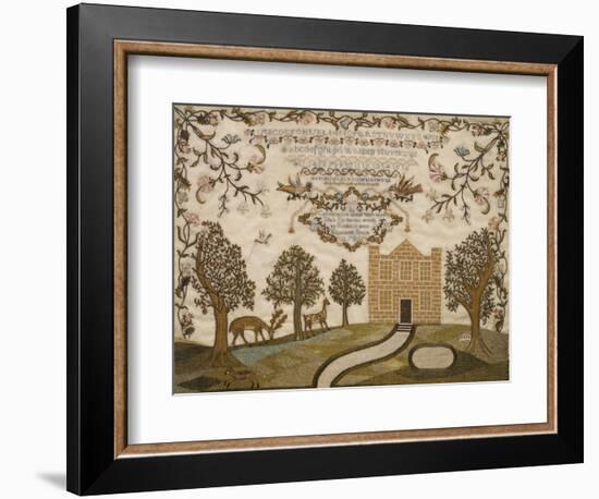 House and Deer Sampler, c.1785--Framed Giclee Print