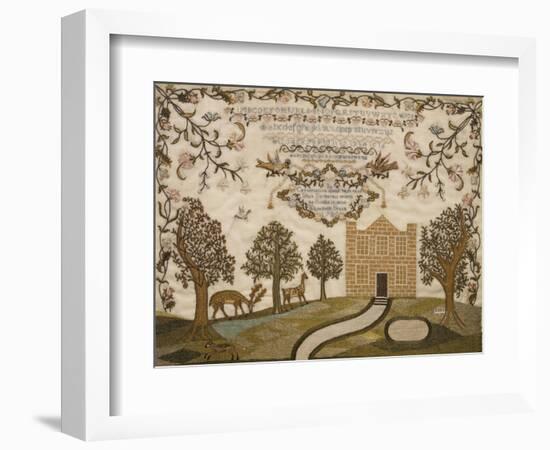 House and Deer Sampler, c.1785--Framed Giclee Print