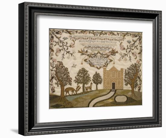 House and Deer Sampler, c.1785--Framed Giclee Print